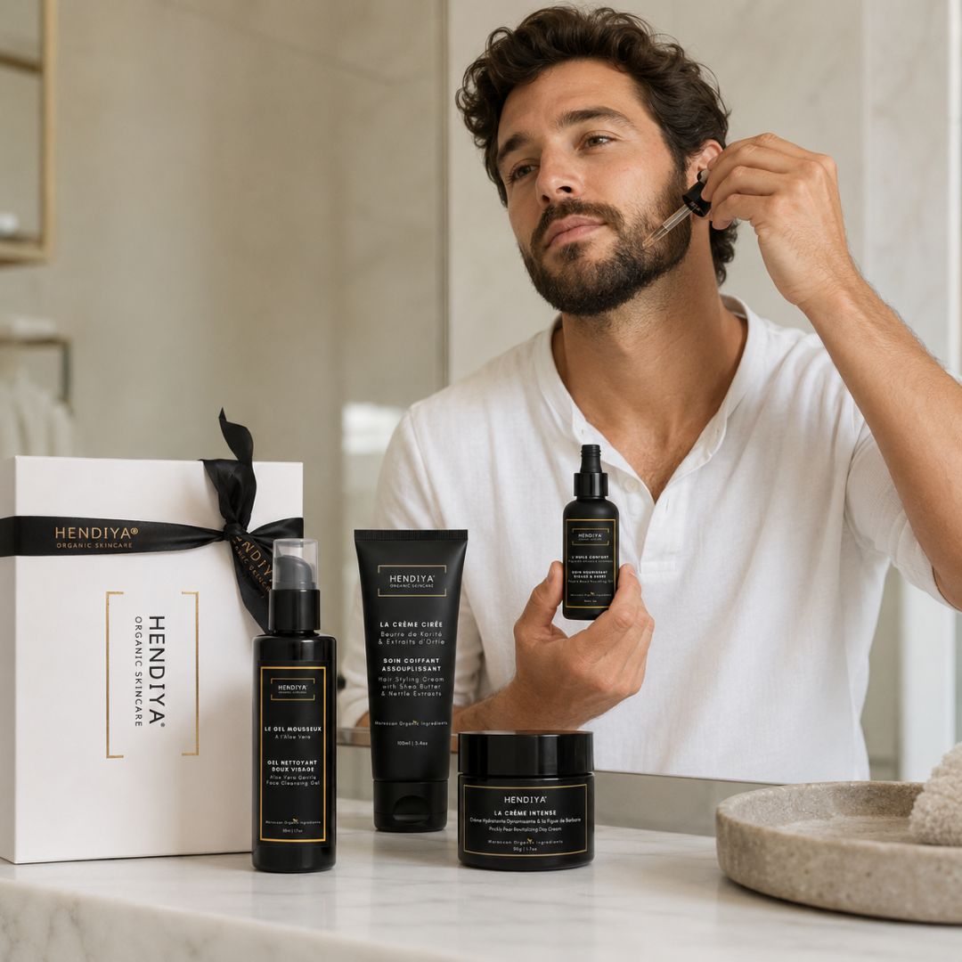 Application des soins du Coffret Au Masculin Hendiya
