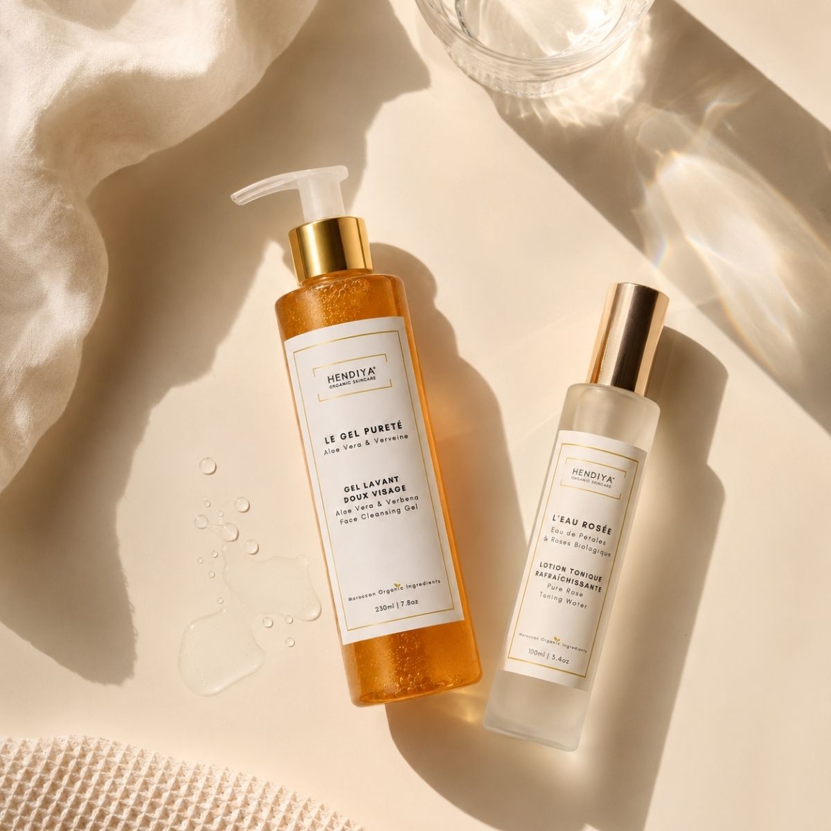 Hendiya® organic morning ritual: Le Gel Pureté and L'Eau Rosée